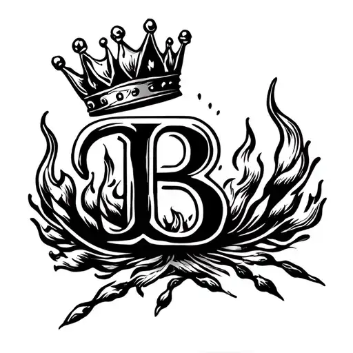 Letter B With A Crown On Top Make The Whole Thing Look Like Its On Fire