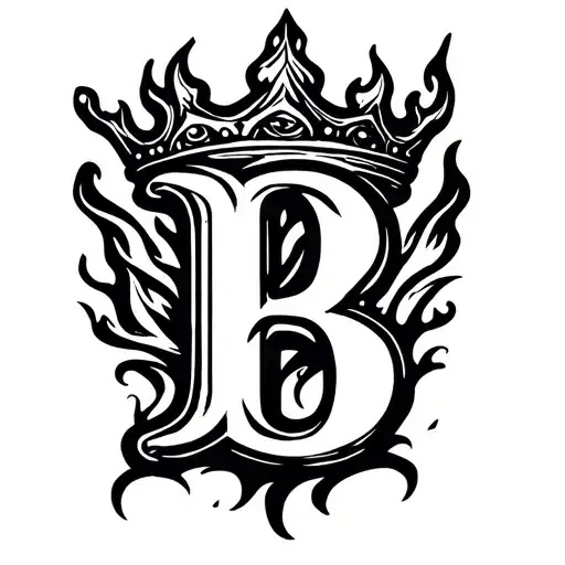 Letter B With A Crown On Top Make The Whole Thing Look Like Its On Fire