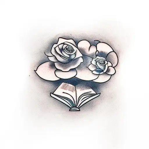 A Minimalist Tattoo Of A Book With A Flower Growing Out Of It