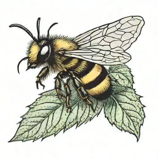 Hazel Leaf With A Little Bee On It