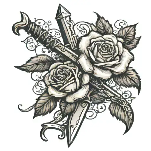 Beautiful Rose Sword Wrapped In Vines