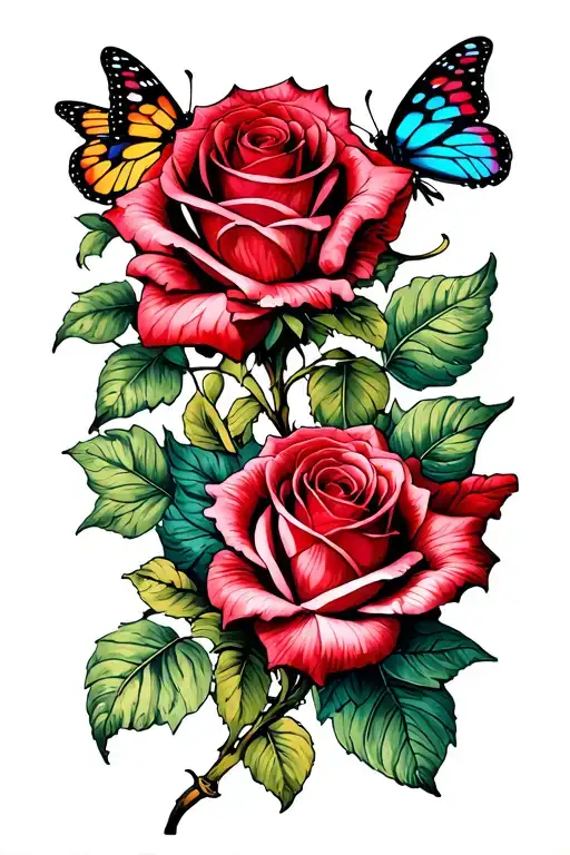 Rose And Butterfly Emerging