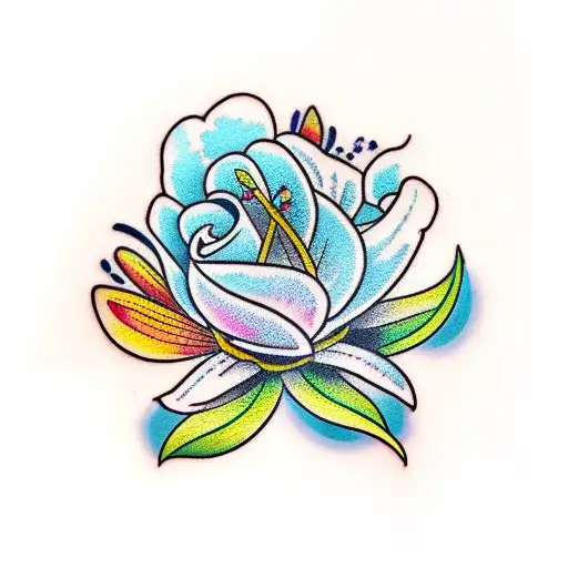 Lily Flower With Raven Bird