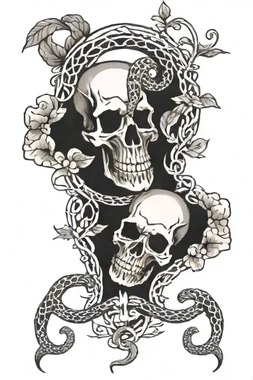 Snake Skeleton Entwined With Vines