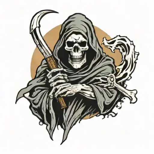 Grim Reaper With Tattered Bandages On Its Hands