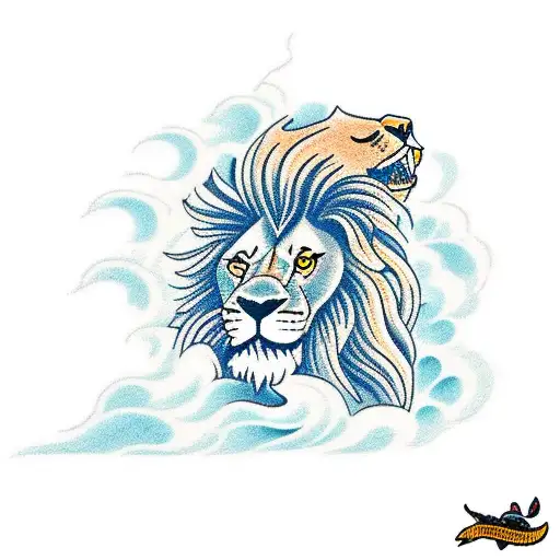 Lion Standing On Cliff With Waves