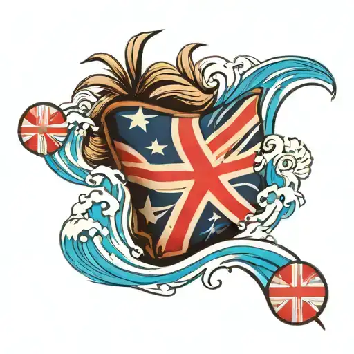 Hawaiian Flag Wi Th A Surfing Wave Embedded