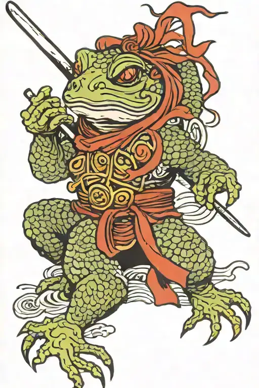 Close Up Of Japanese Samurai Frog