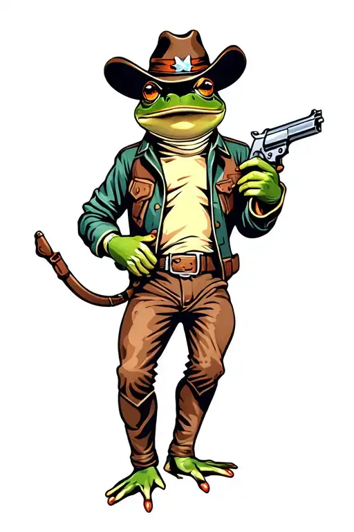 Cowboy Frog Holding Gun