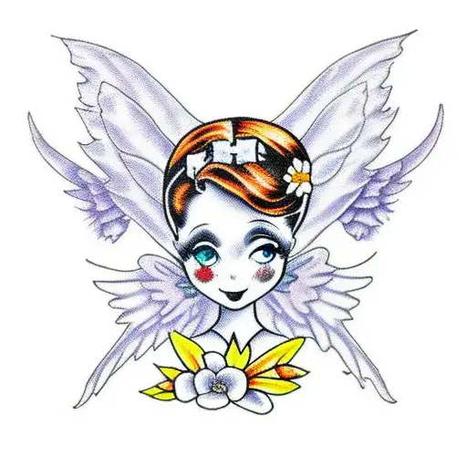 Nurse Fairy With Wings Made Of Flowers