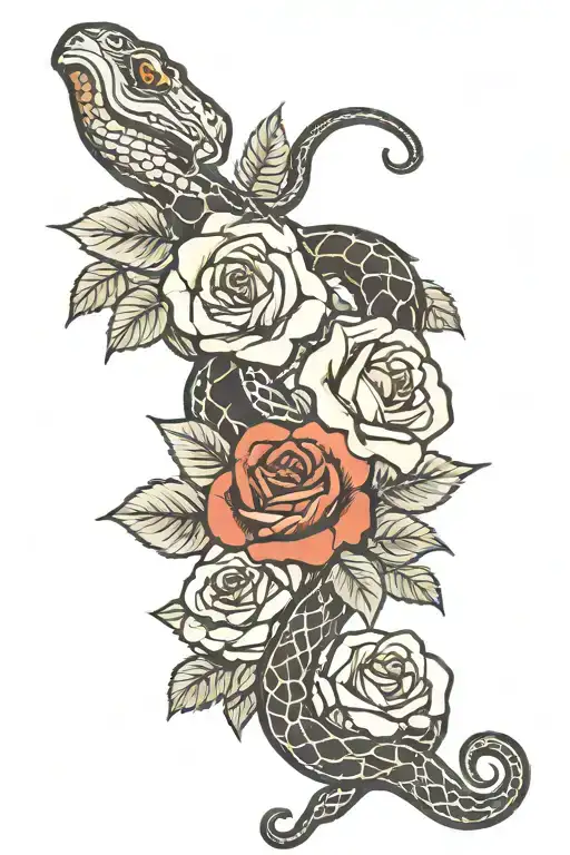 Snake And Roses