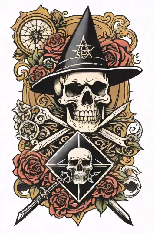 Skull Square And Compass And All-seeing Eye