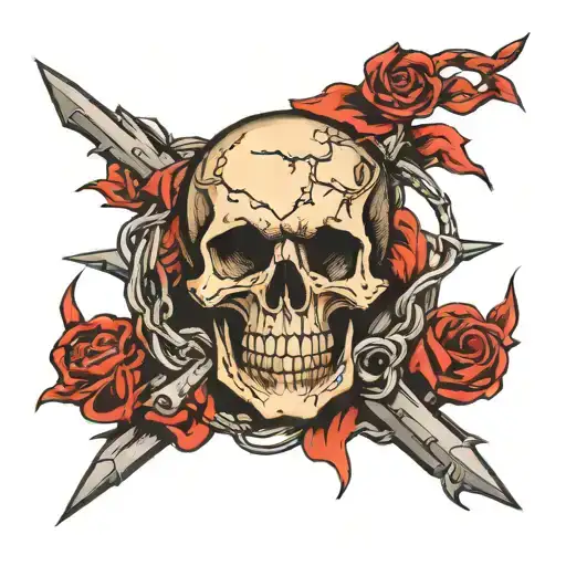 Barbed Wire And Skull