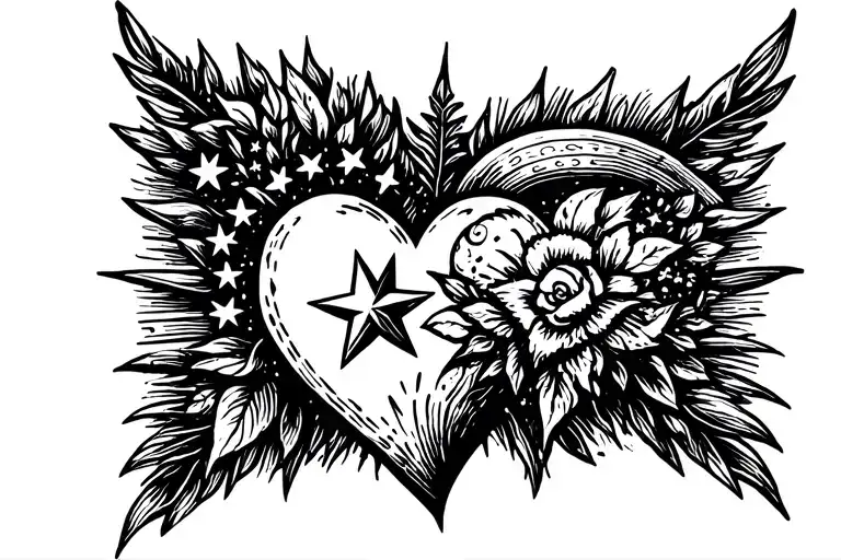 A And Heart With Star
