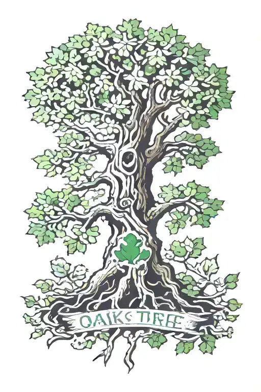 Oak Tree With Green Man Looking