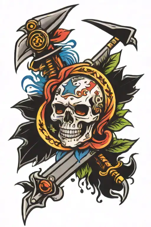 American Traditional Color Tears And Blade