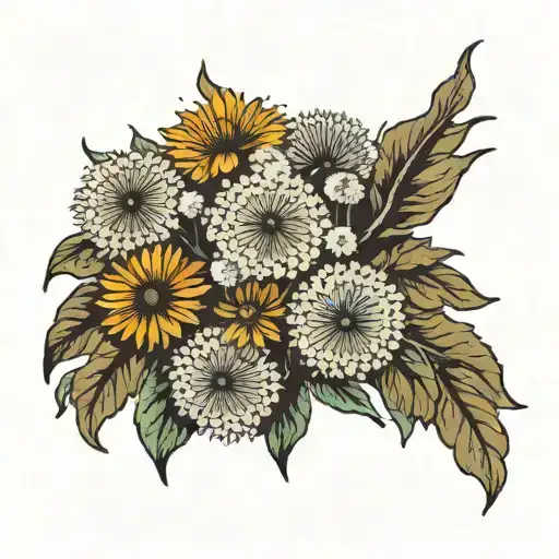 Dandelion Bouquet With 7 Flowers