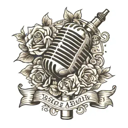 A Microphone With Date Of Birth And Date Of Death To Honor Mother Who Love Singing