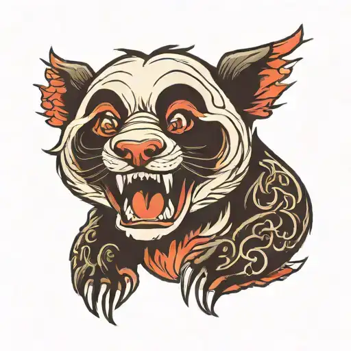 Traditional Snarling Panda Bear