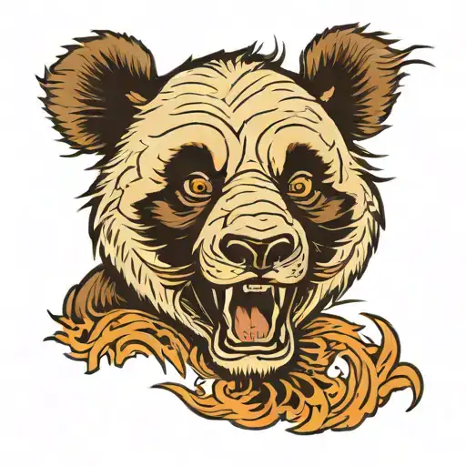 Panda Snarling Head Front View