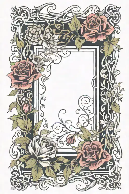 Picture Frame Made From Flowers And Thorny Vines