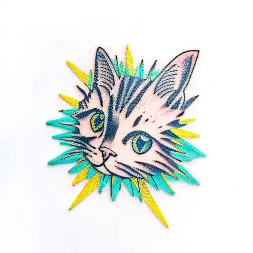 Cat Silhouette Made Of Sewing Needles