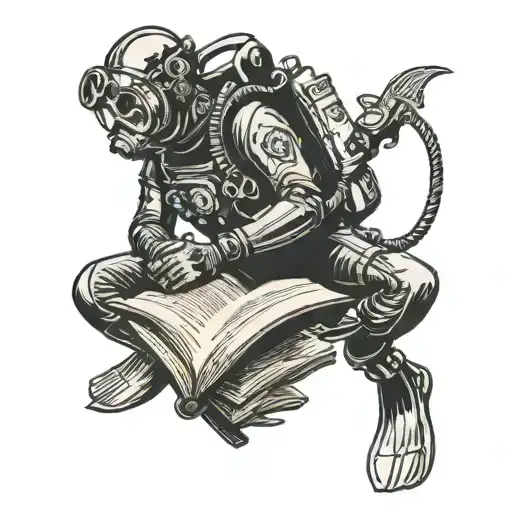 Classic Scuba Diver Reading A Book