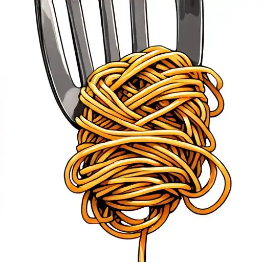 Fork With Spaghetti Wrapped Around It Making The Shape Of Breast Cancer Awareness Month Symbol