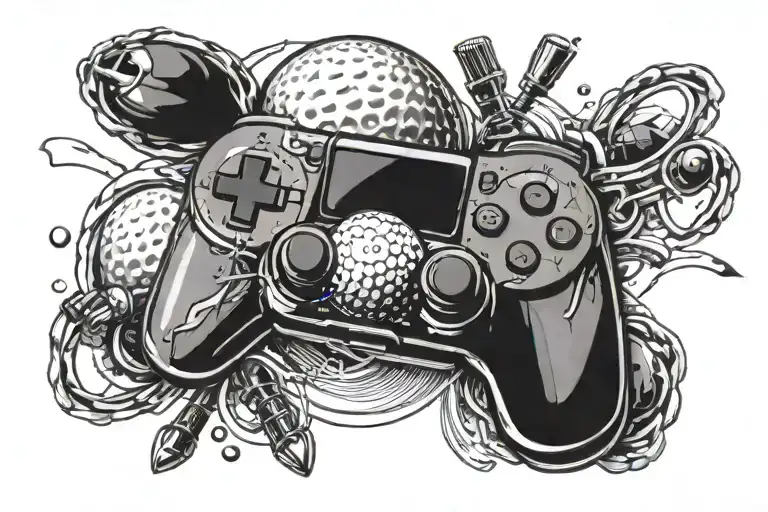 A Golf Ball Morphing Into A Football With A Video Game Controller Wrapped Around It