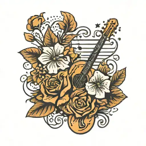 Music Notes And Flowers