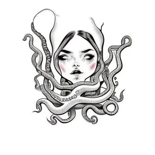 Girl Head With Octopus