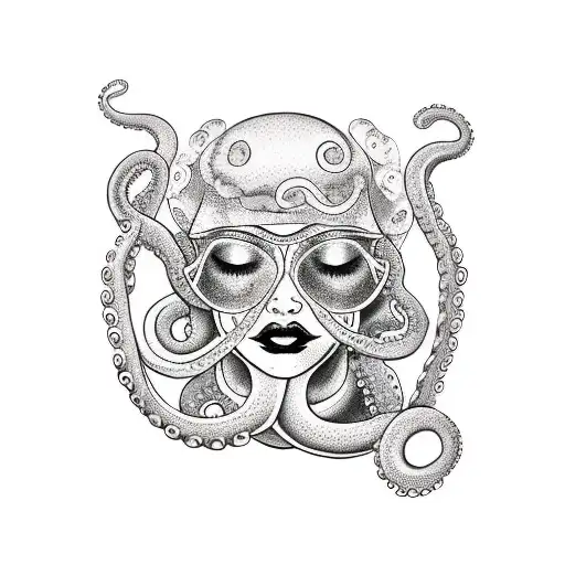 Girl Head With Octopus