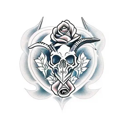 Goat Roses Skull Sword