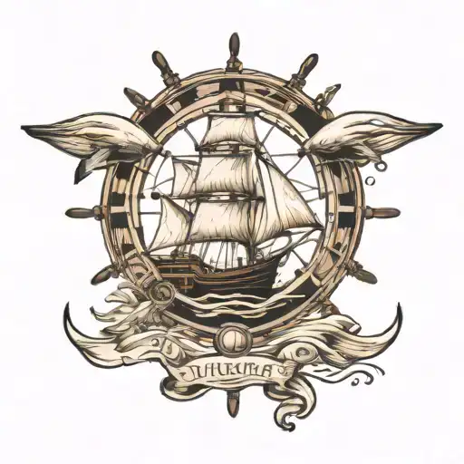 Lighthouse Ship Wheel Anchor Whales