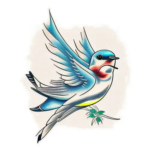 Swallow Bird With Japenese