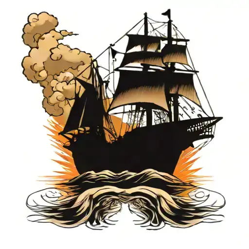 Fishing And Sailing Ship Navigating