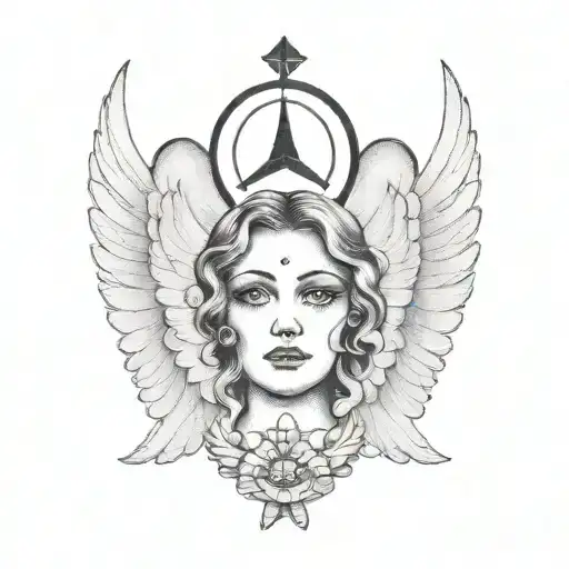 Simple Guardian Angel Black And White