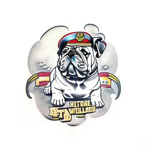 Bulldog With Military Black Helmet