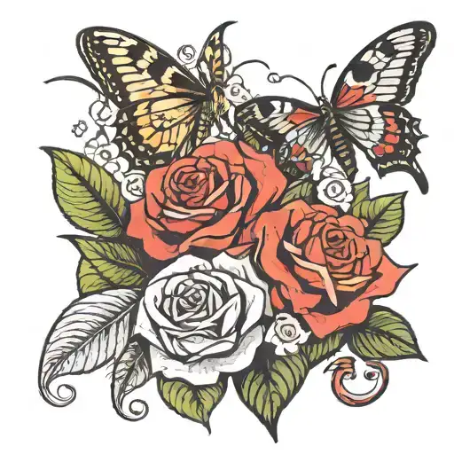 Lunar Moth And Rose Intertwined