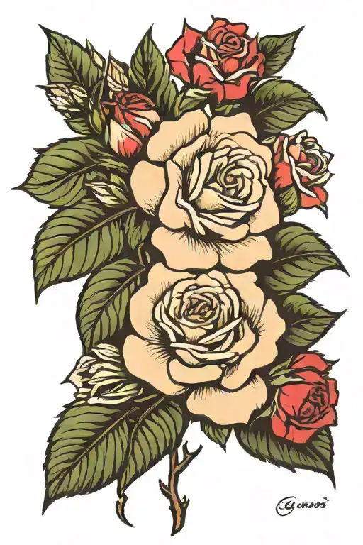 Rose Of Sharon With Traditional Rose