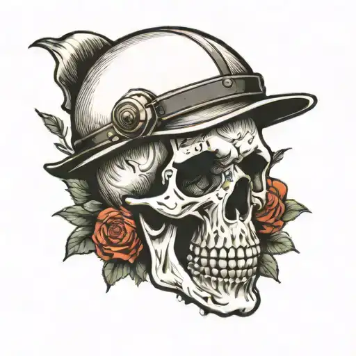 Skull Wearing Open Helmet