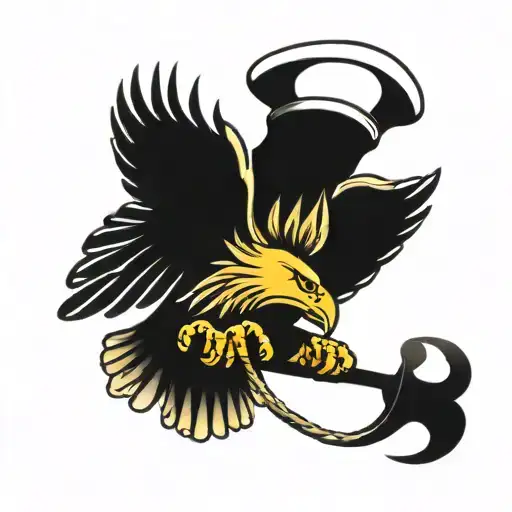 Eagle With A Sailor Cap Holding An Anchor