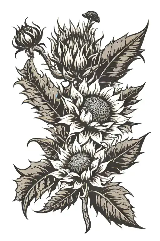 Thistle And Sunflower