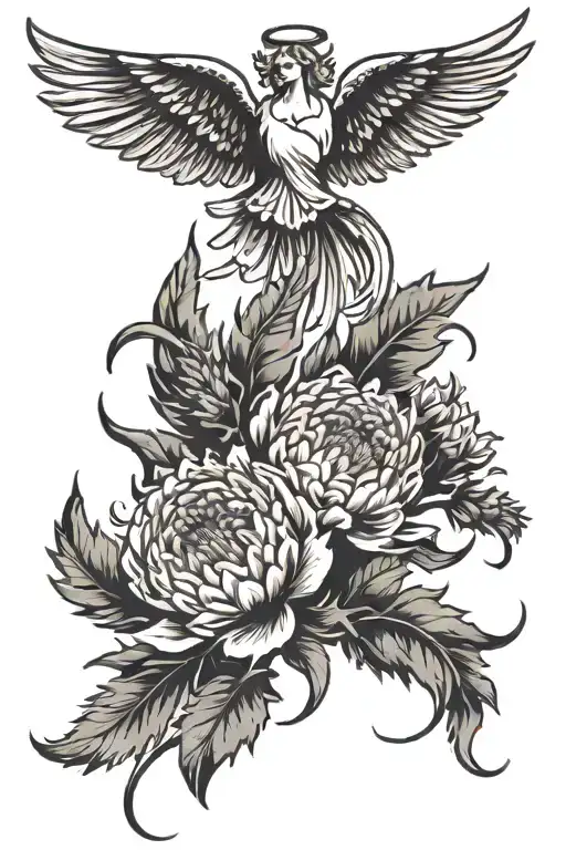 Angel Wings Spread Thistle Flower Mum