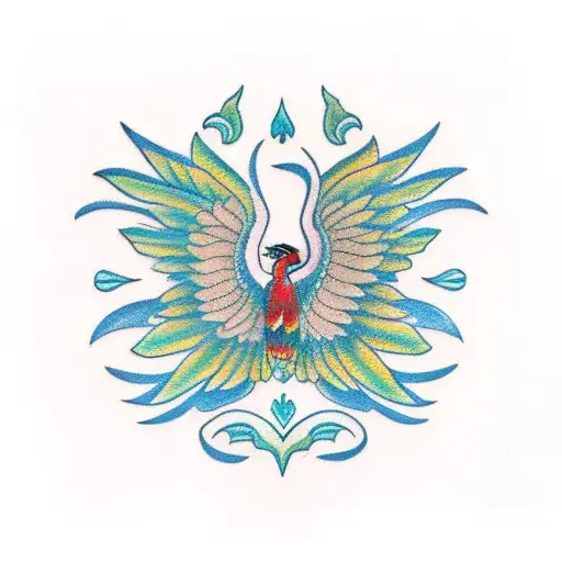 A Quetzal With Mexican Symbols In The Feathers