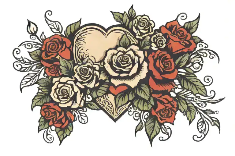 Maioncoon And Rose And Heart And Flower Bouquet