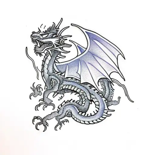 An Intricate Oriental Dragon Surrounded By Traditional Japanese Elements