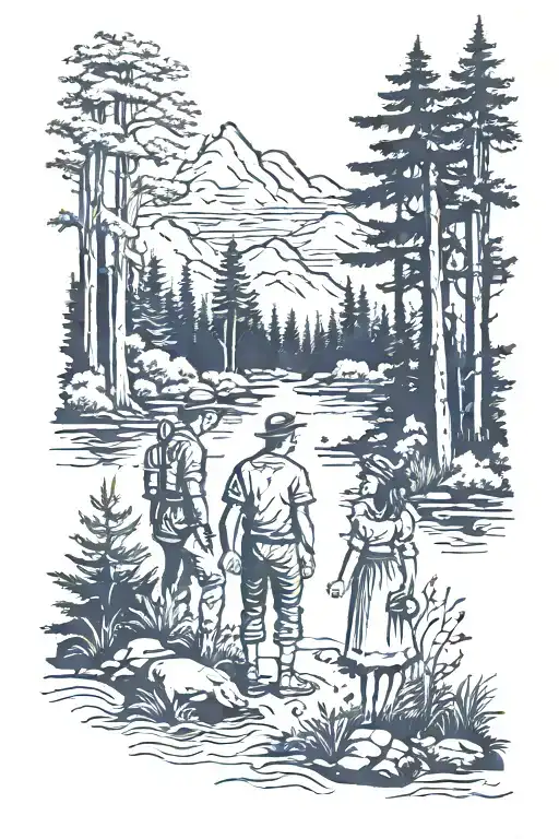 Two People In The Forest Landscape