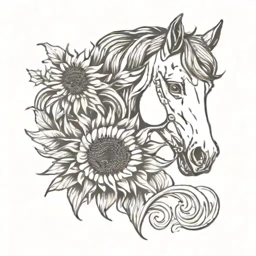 Sunflower And Horse Head
