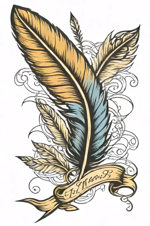 Feather Quill Scrawling Line